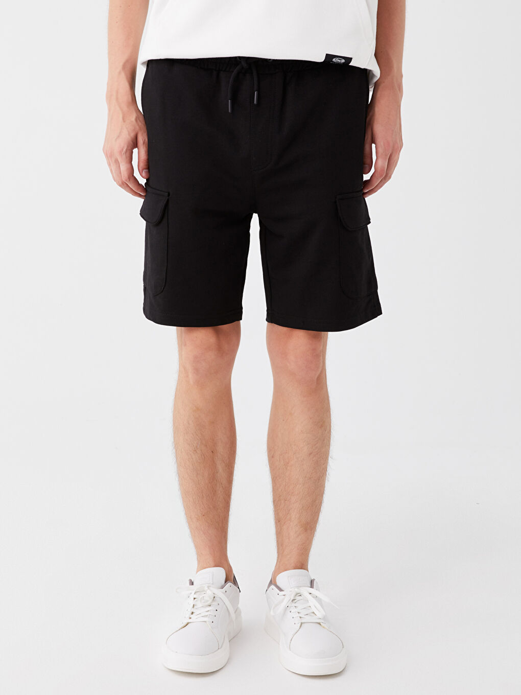 Siyah Slim Fit Erkek Bermuda Şort-1