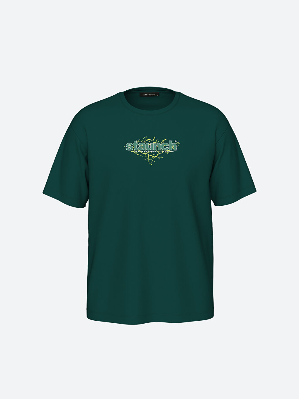 تيشيرت رجالي ياقة دائرية كم قصير مطبوع قطن ممشط