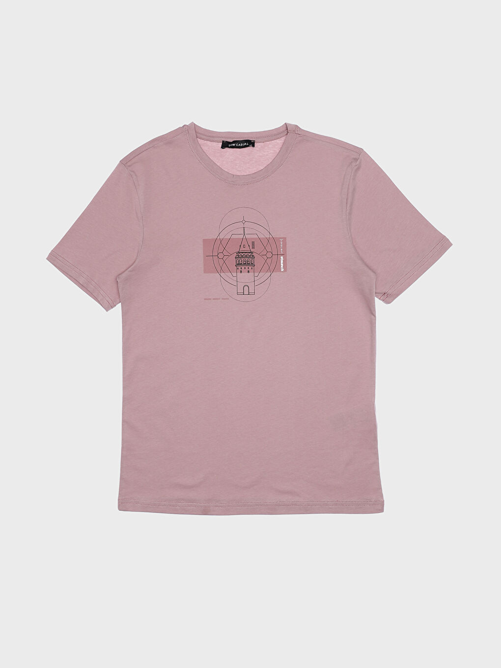 تيشيرت رجالي ياقة دائرية كم قصير مطبوع قطن ممشط