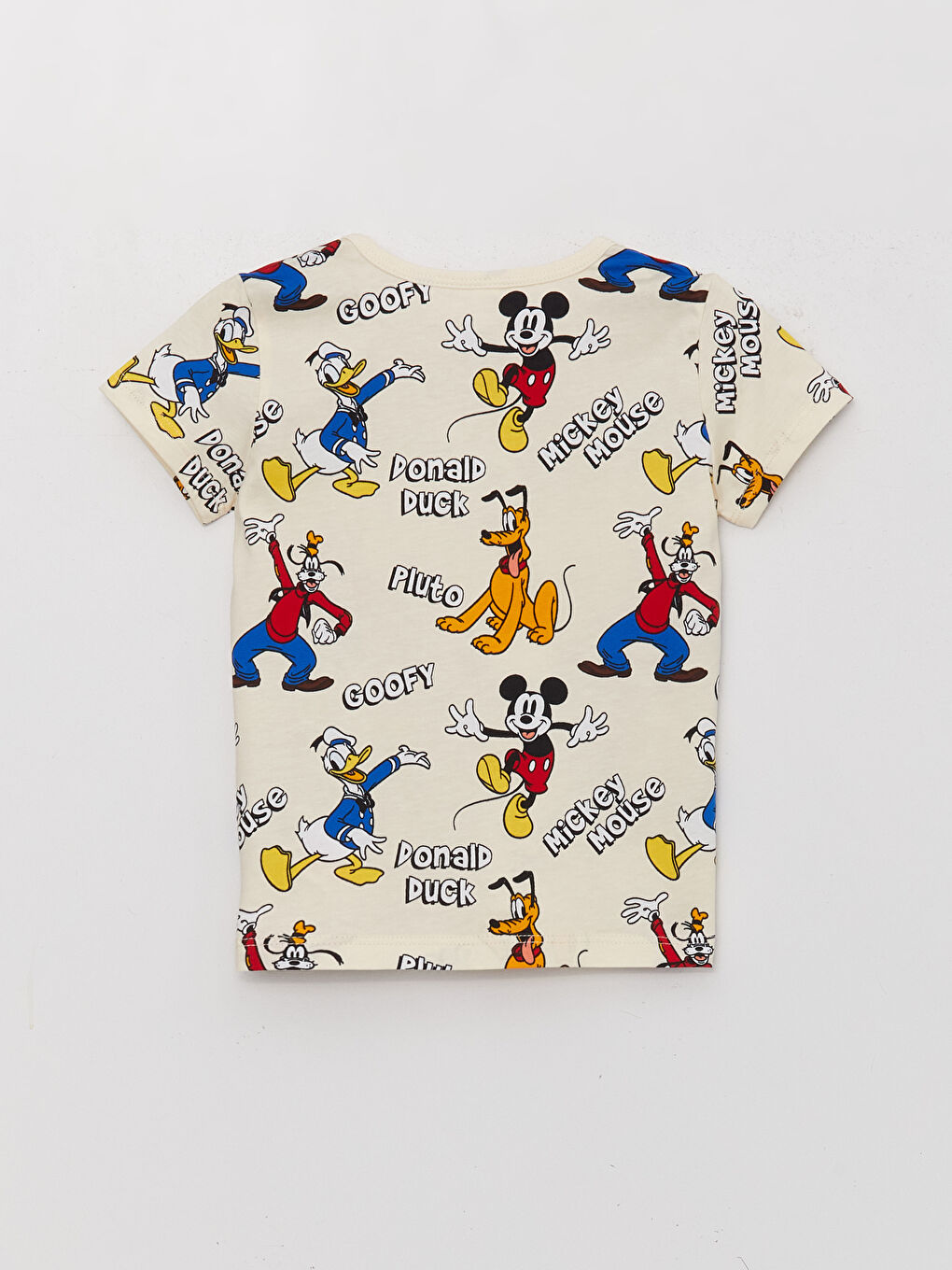 Ekru Bisiklet Yaka Kısa Kollu Mickey Mouse Baskılı Erkek Bebek Şortlu Pijama Takımı-2