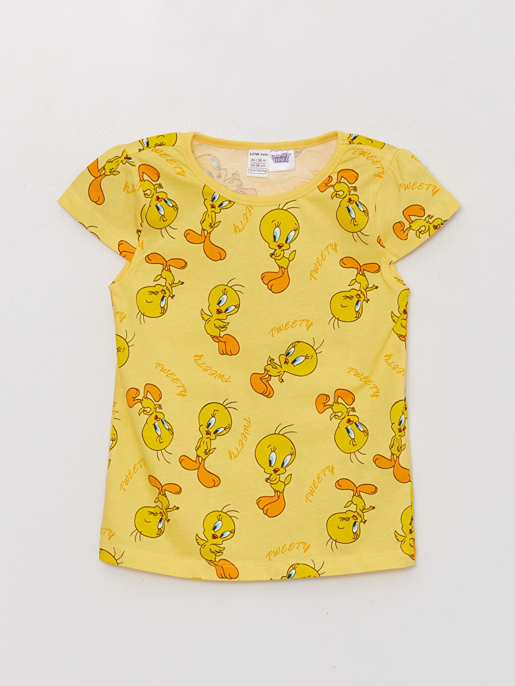 Sarı Tweety Baskılı Kız Bebek Şortlu Pijama Takımı-1