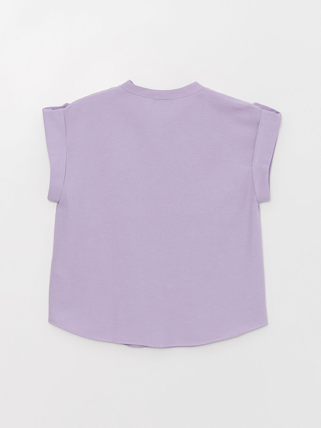 Mor Kaçık Yaka Düz Kısa Kollu Kadın Bluz-6
