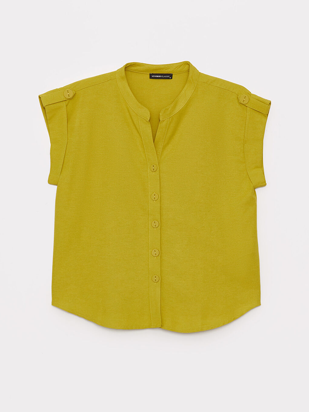 Yeşil Kaçık Yaka Düz Kısa Kollu Kadın Bluz-5