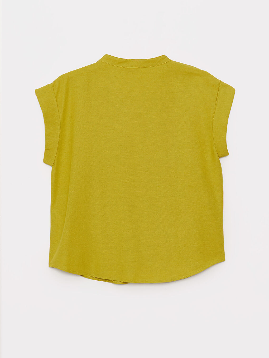 Yeşil Kaçık Yaka Düz Kısa Kollu Kadın Bluz-6