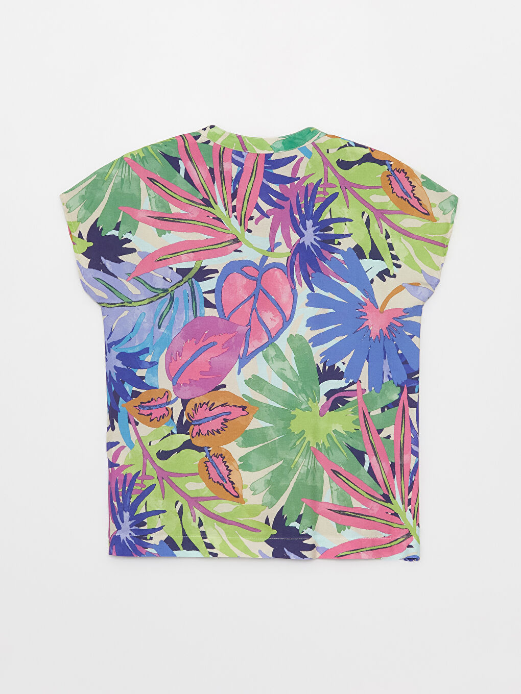 Yeşil Kaçık Yaka Desenli Kısa Kollu Kadın Bluz-6