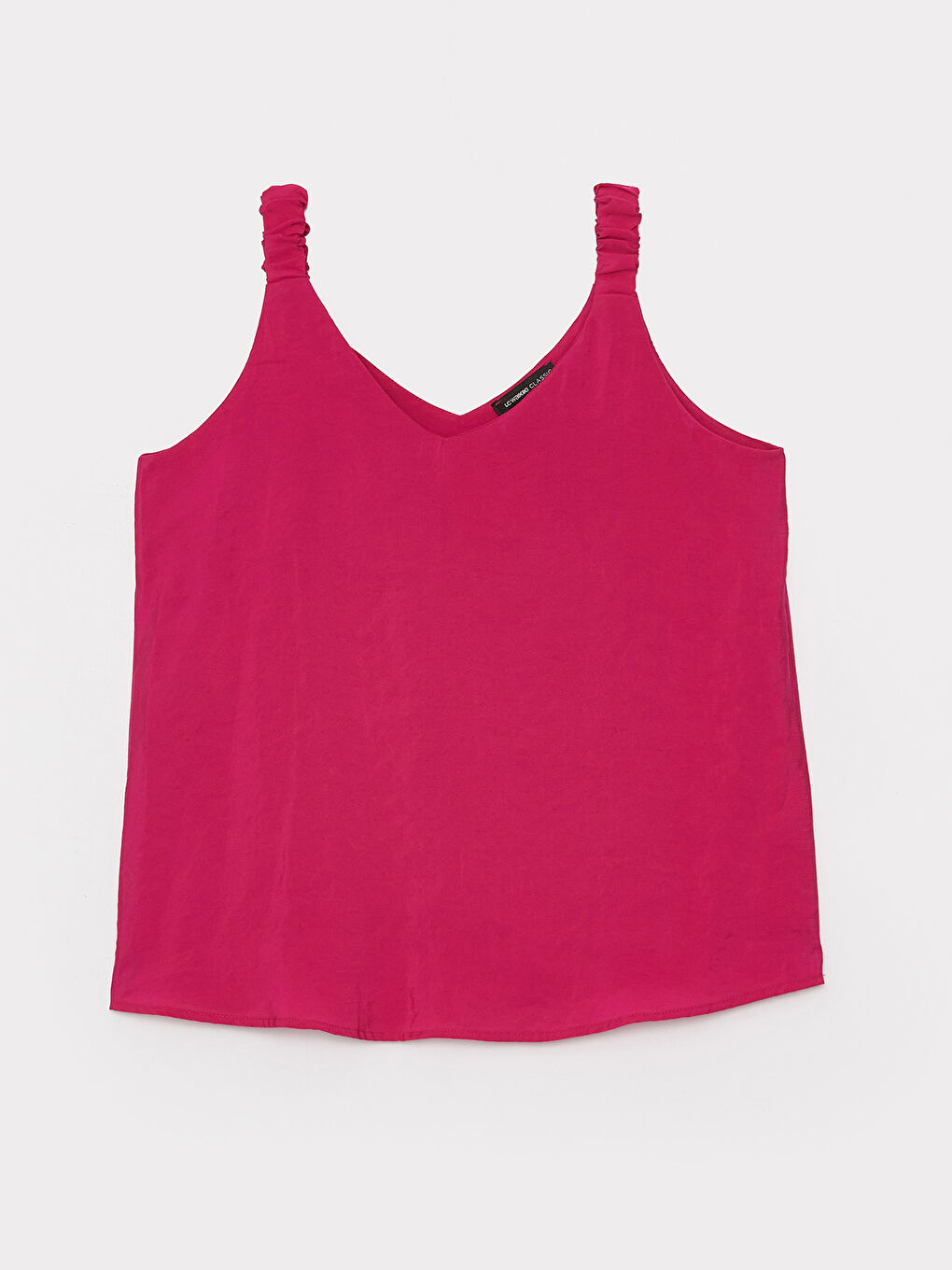 Pembe V Yaka Düz Askılı Kadın Bluz-5