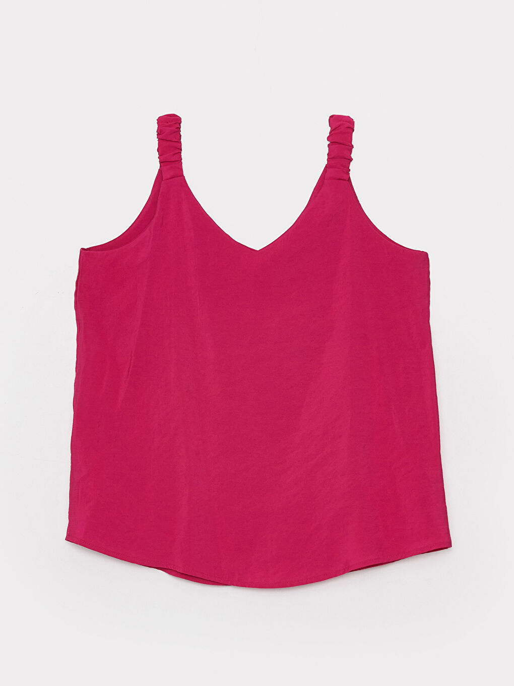 Pembe V Yaka Düz Askılı Kadın Bluz-6