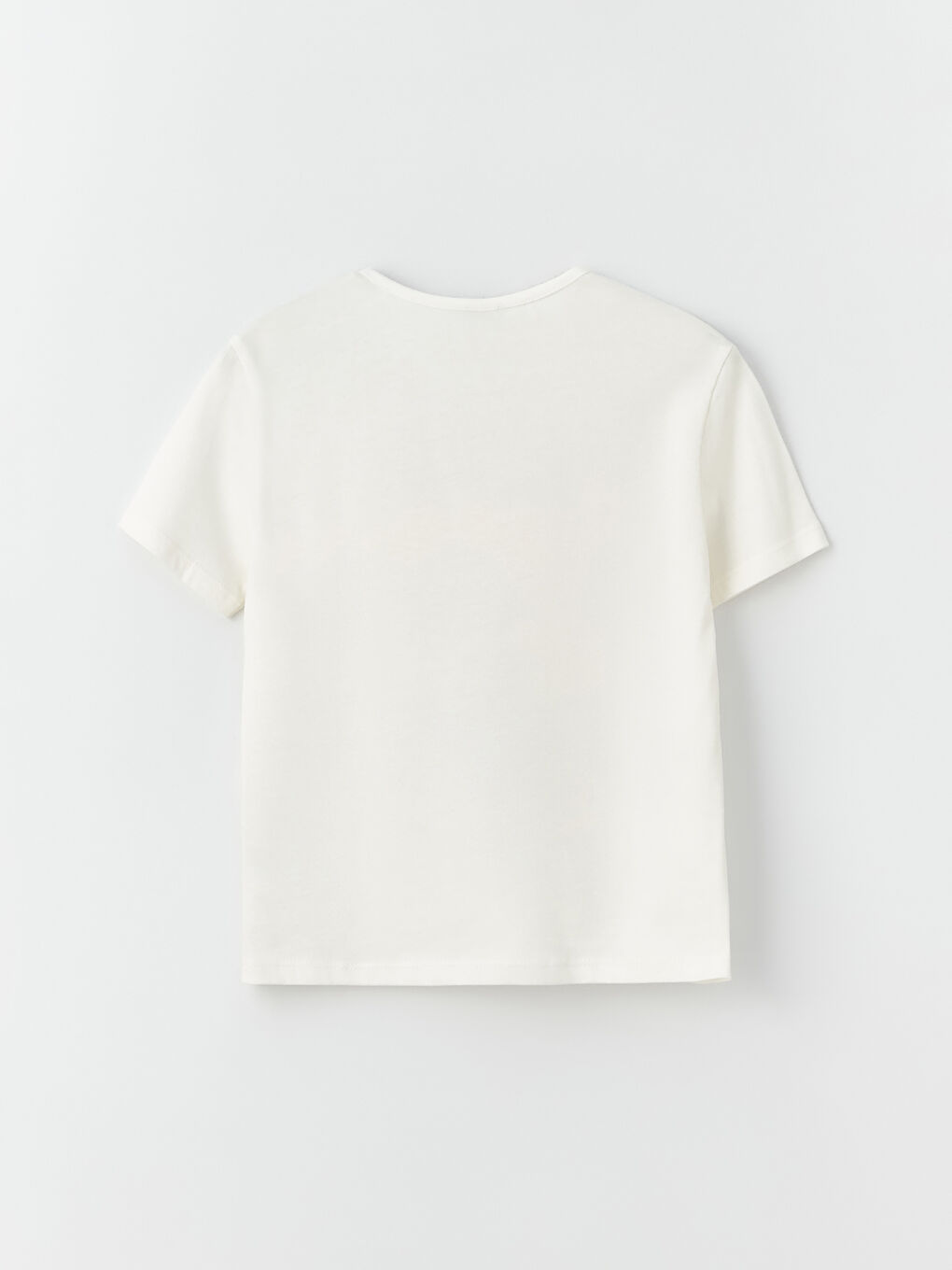 Beyaz Bisiklet Yaka Baskılı Kısa Kollu Erkek Çocuk Tişört-1