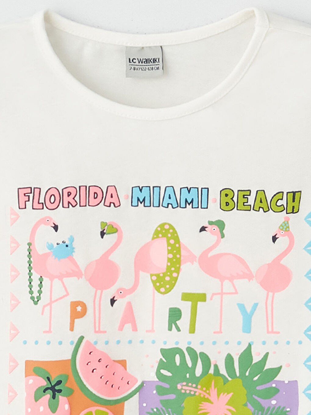 Beyaz Bisiklet Yaka Baskılı Kısa Kollu Erkek Çocuk Tişört-2