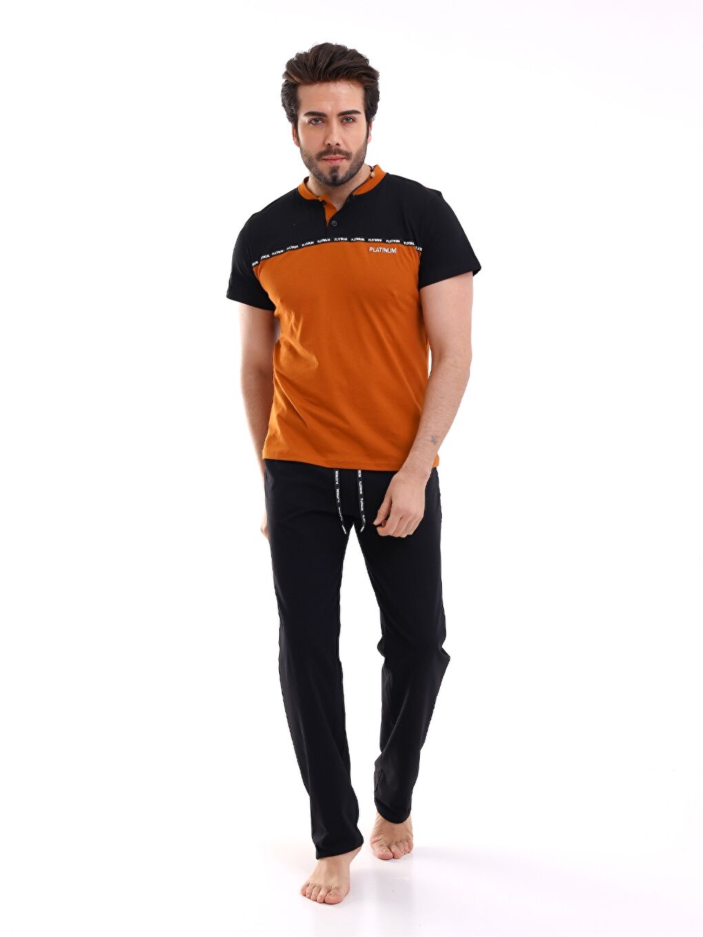 Turuncu Geniş Kalıp Erkek Pijama Takımı