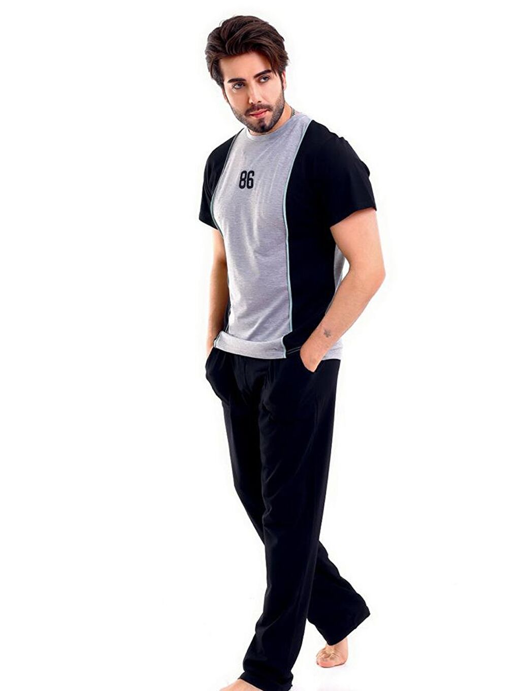 PLATINUM GÜNEŞ Gri Geniş Kalıp Erkek Pijama Takımı