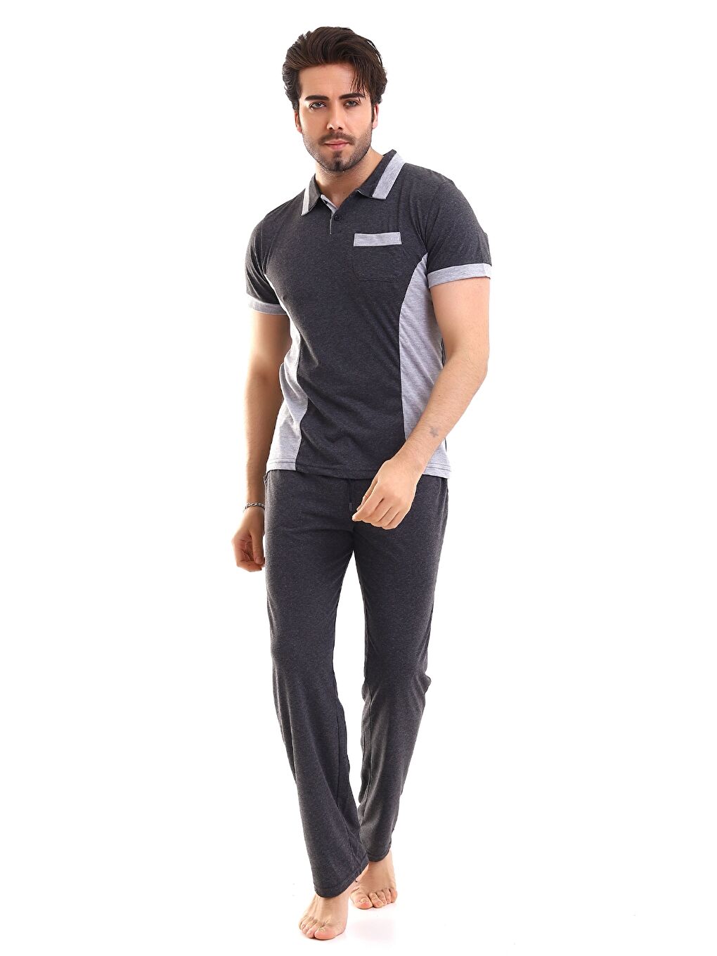Antrasit Standart Kalıp Erkek Pijama Takım