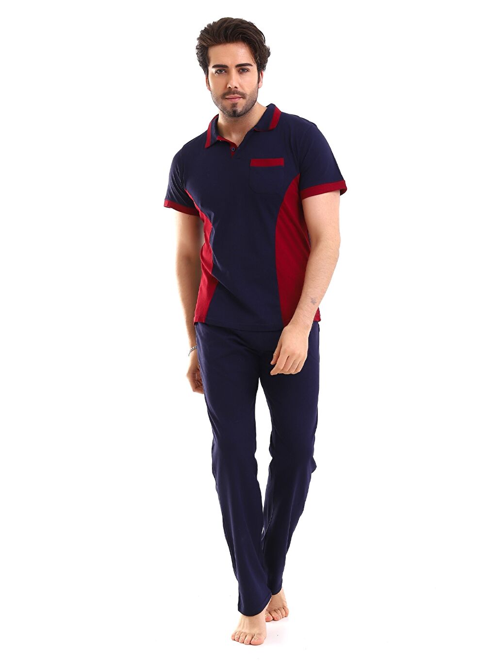Bordo Standart Kalıp Erkek Pijama Takım