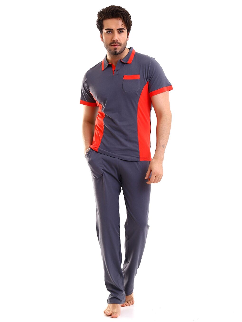 PLATINUM GÜNEŞ Gri Standart Kalıp Erkek Pijama Takım