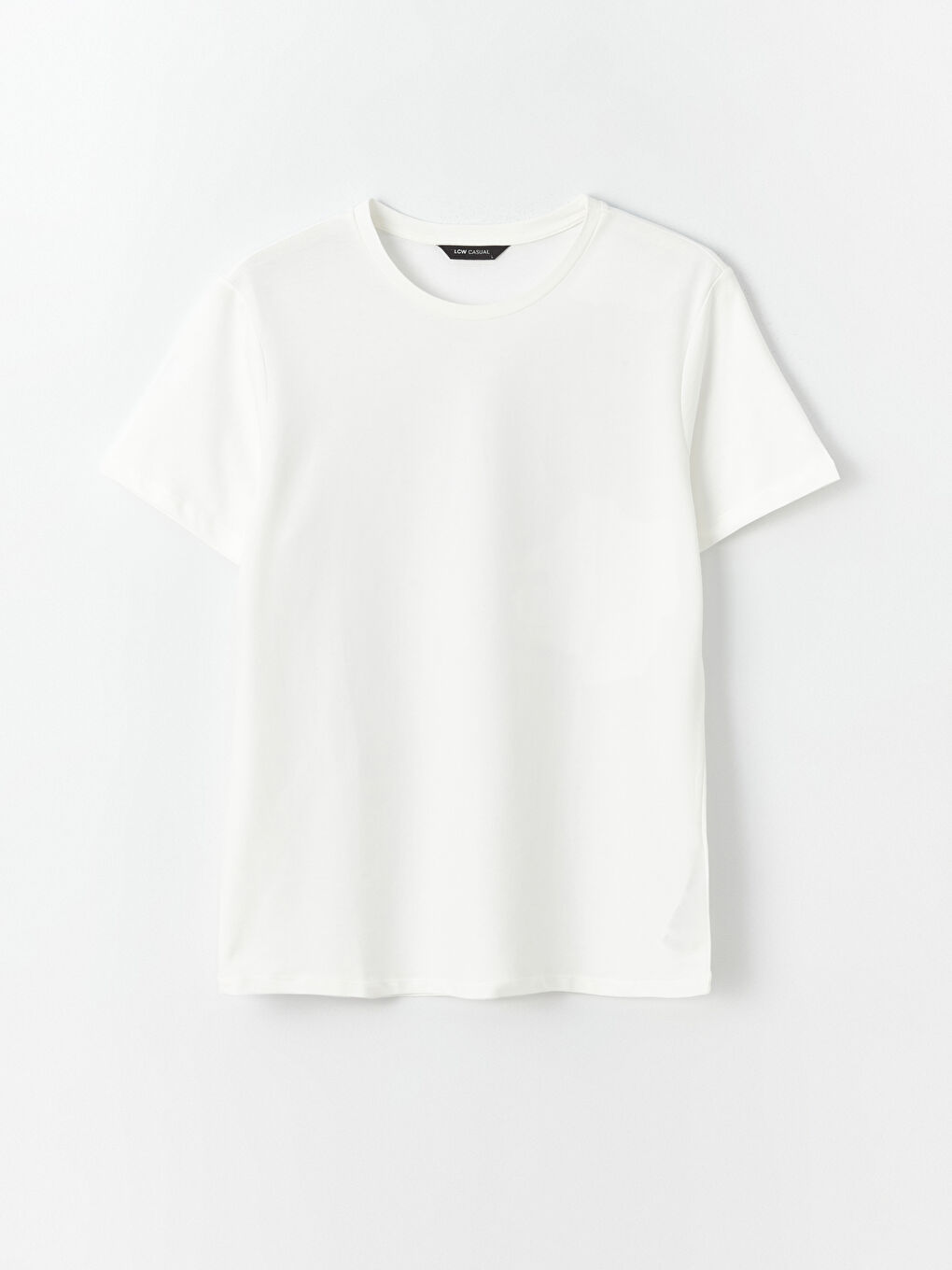 Beyaz Bisiklet Yaka Kısa Kollu Erkek Tişört-5