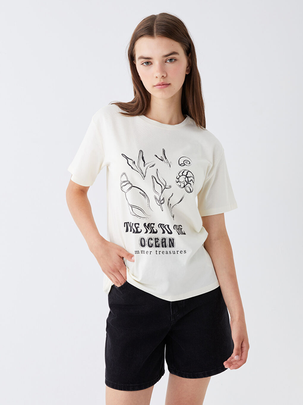 Crew Neck Printed Short Sleeve Women's T-Shirt