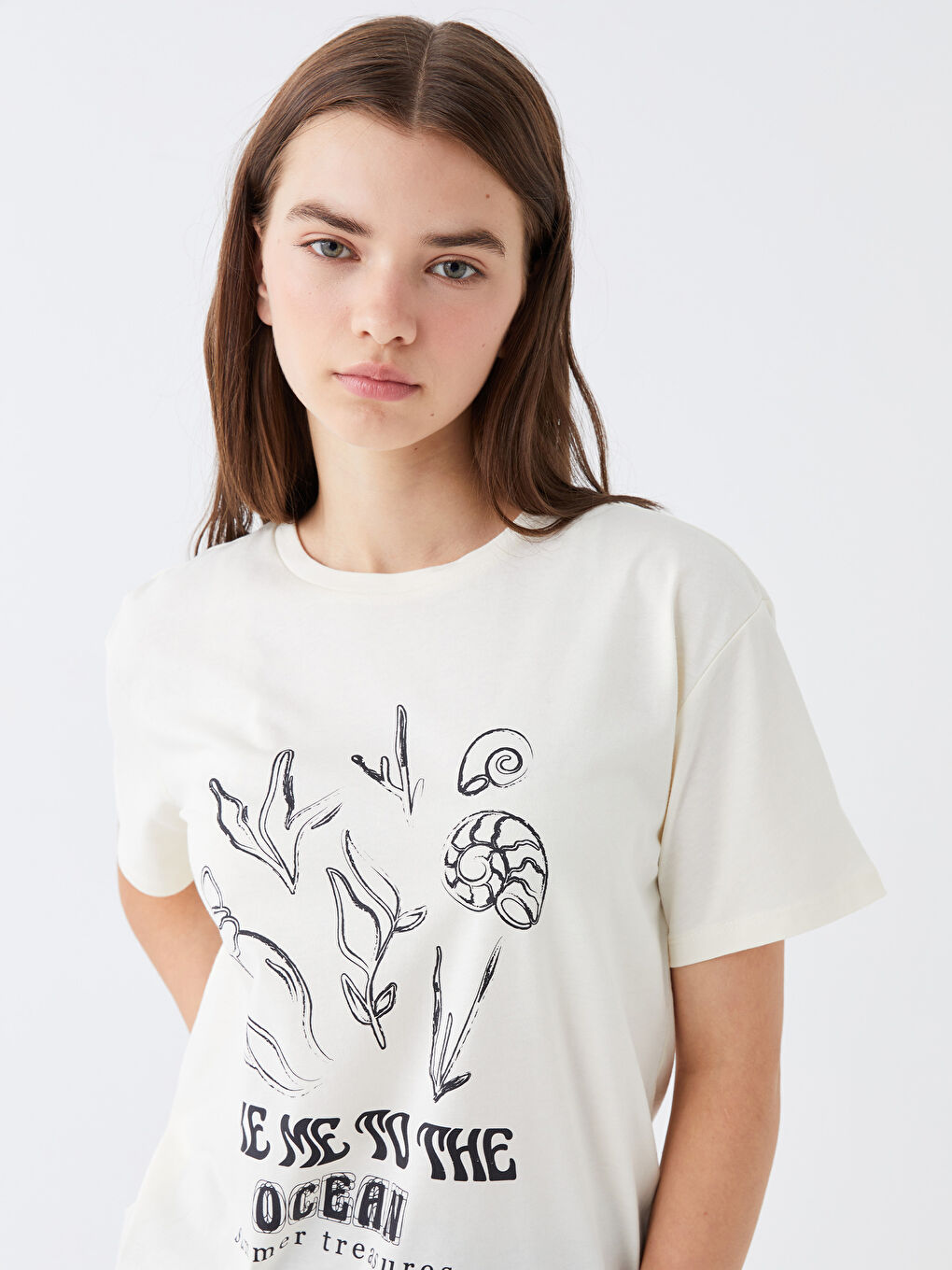 Crew Neck Printed Short Sleeve Women's T-Shirt-1