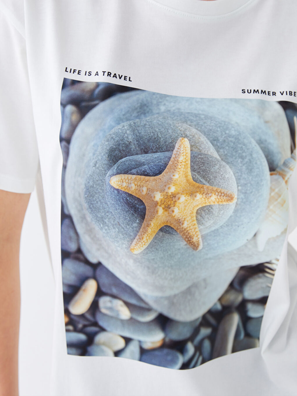 Mavi Bisiklet Yaka Baskılı Kısa Kollu Kadın Tişört-3