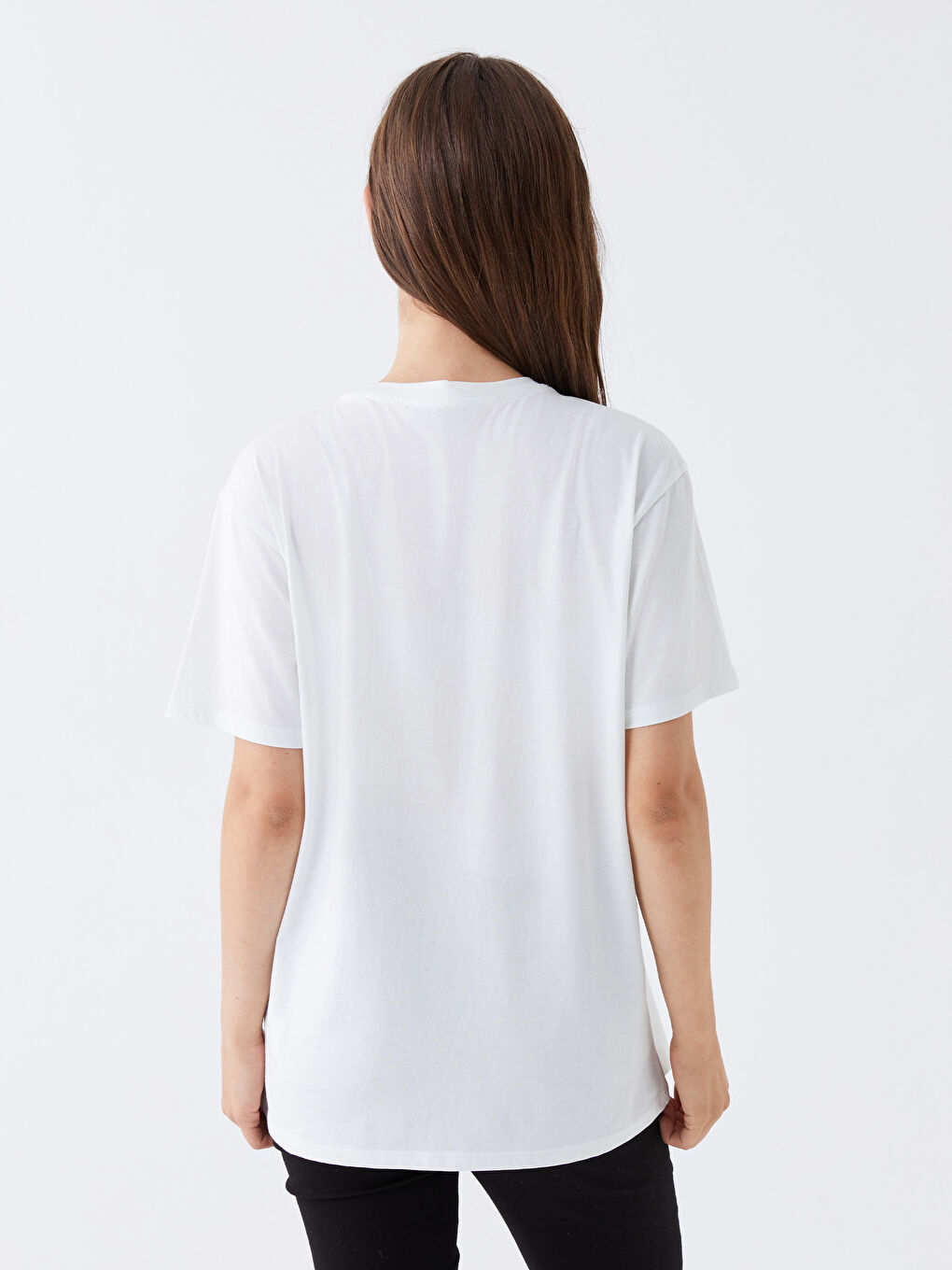 Mavi Bisiklet Yaka Baskılı Kısa Kollu Kadın Tişört-4