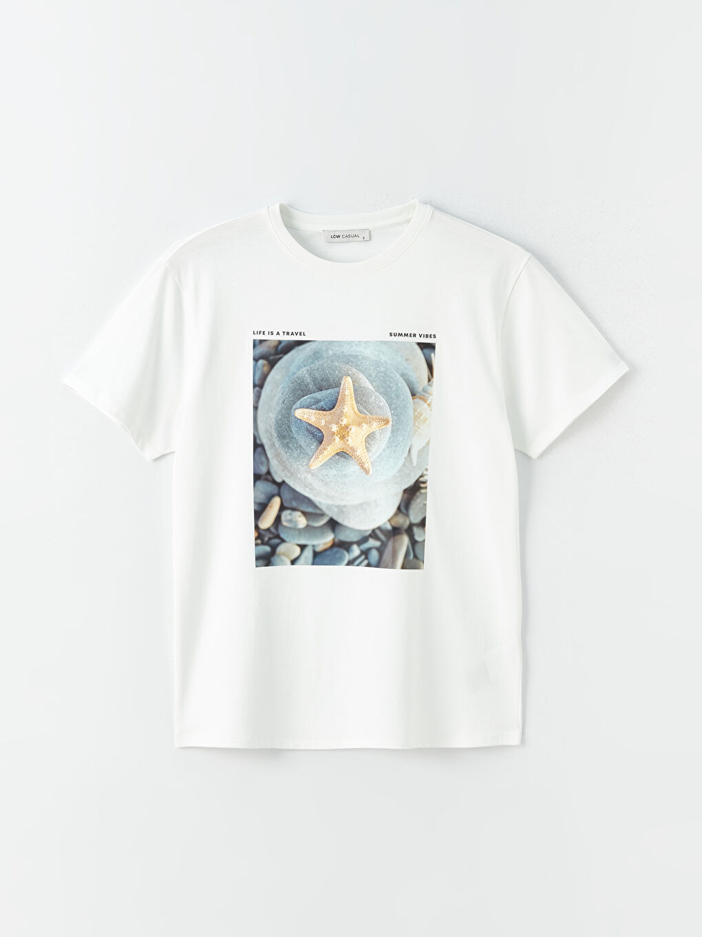 Mavi Bisiklet Yaka Baskılı Kısa Kollu Kadın Tişört-5