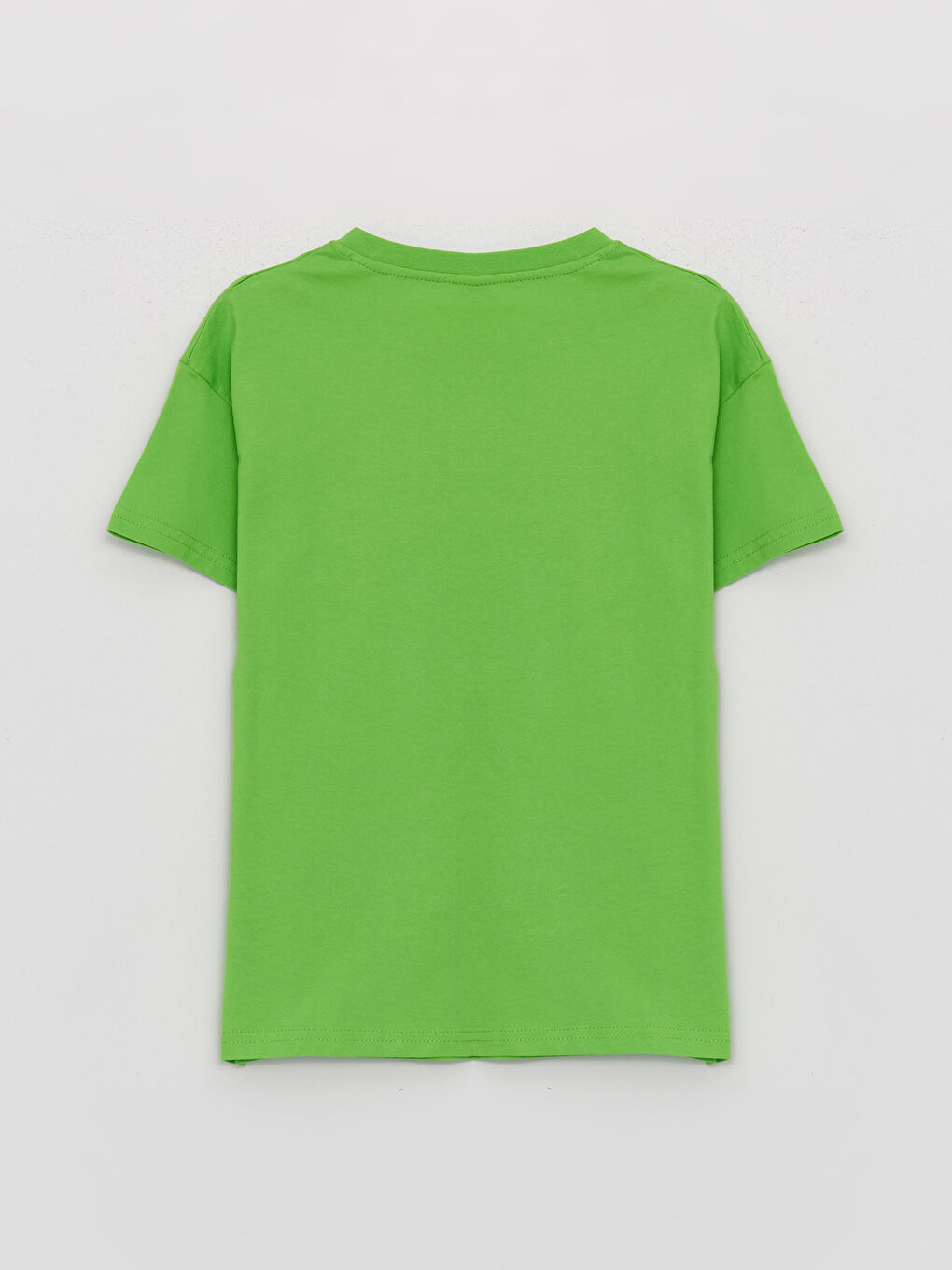 Yeşil Rahat Kalıp Bisiklet Yaka Baskılı Erkek Çocuk Tişört-1