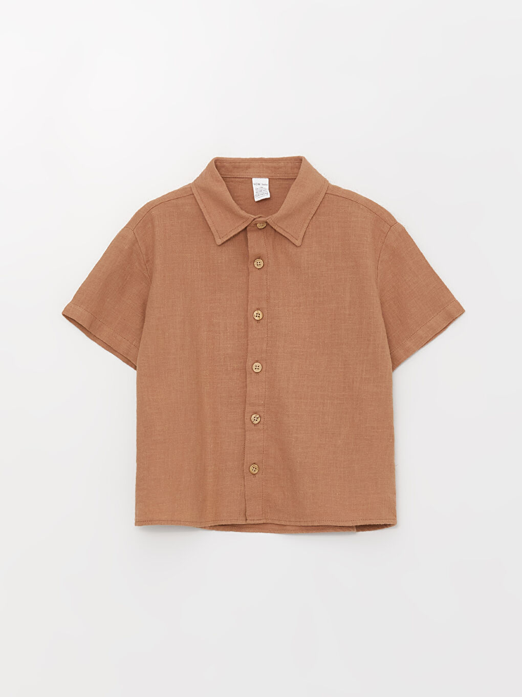 Kahverengi Kısa Kollu Basic Erkek Bebek Gömlek