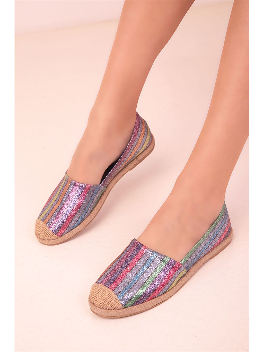 Karışık Deri Görünümlü Kadın Babet-2