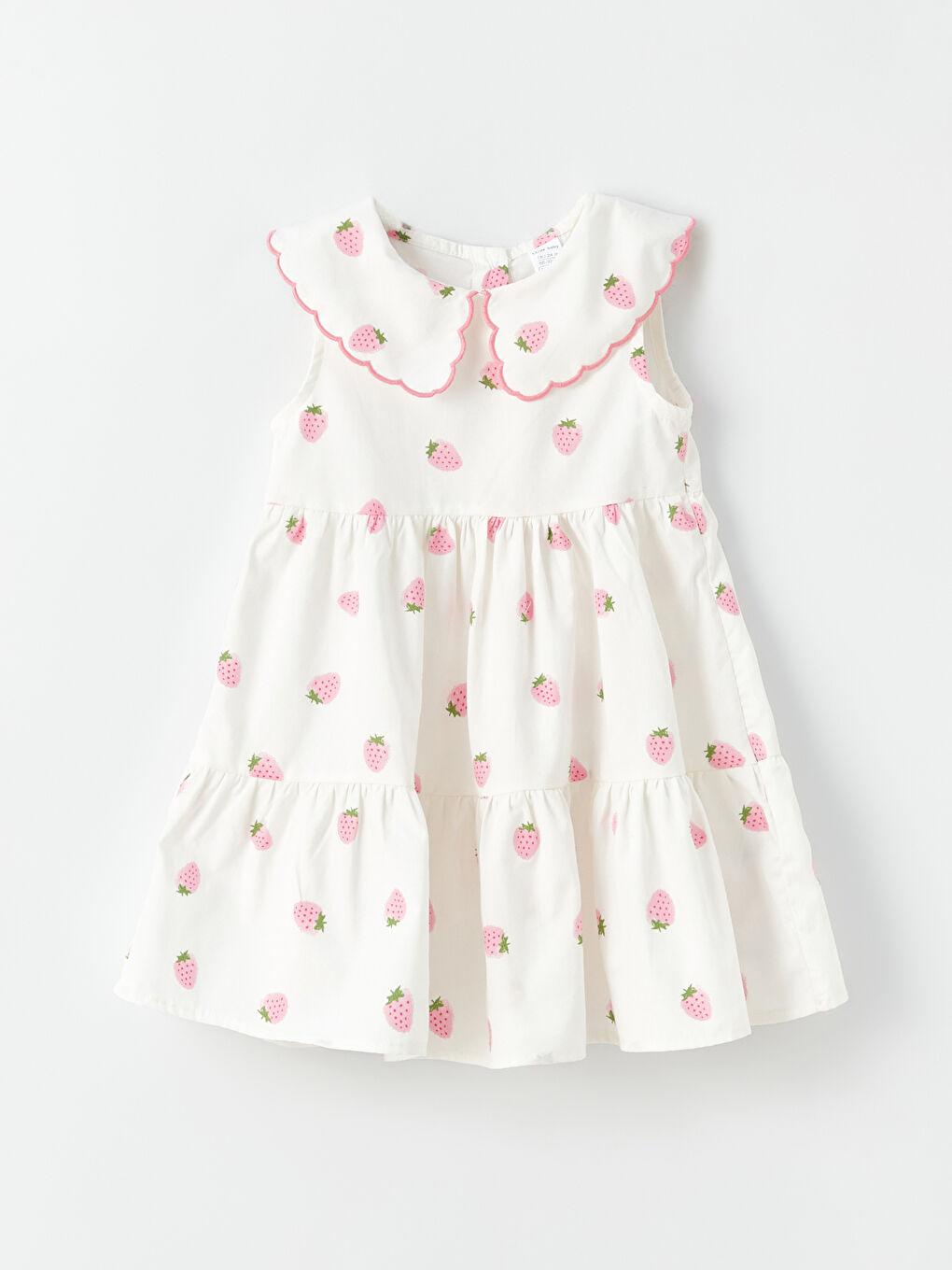 Ekru Bebe Yaka Kız Bebek Elbise