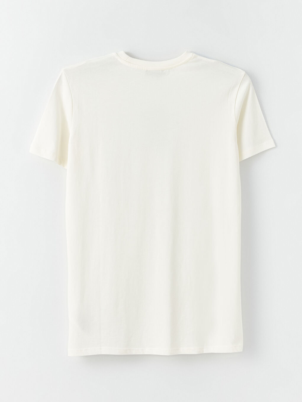 Ekru Bisiklet Yaka Baskılı Kısa Kollu Oversize Kadın Tunik-6