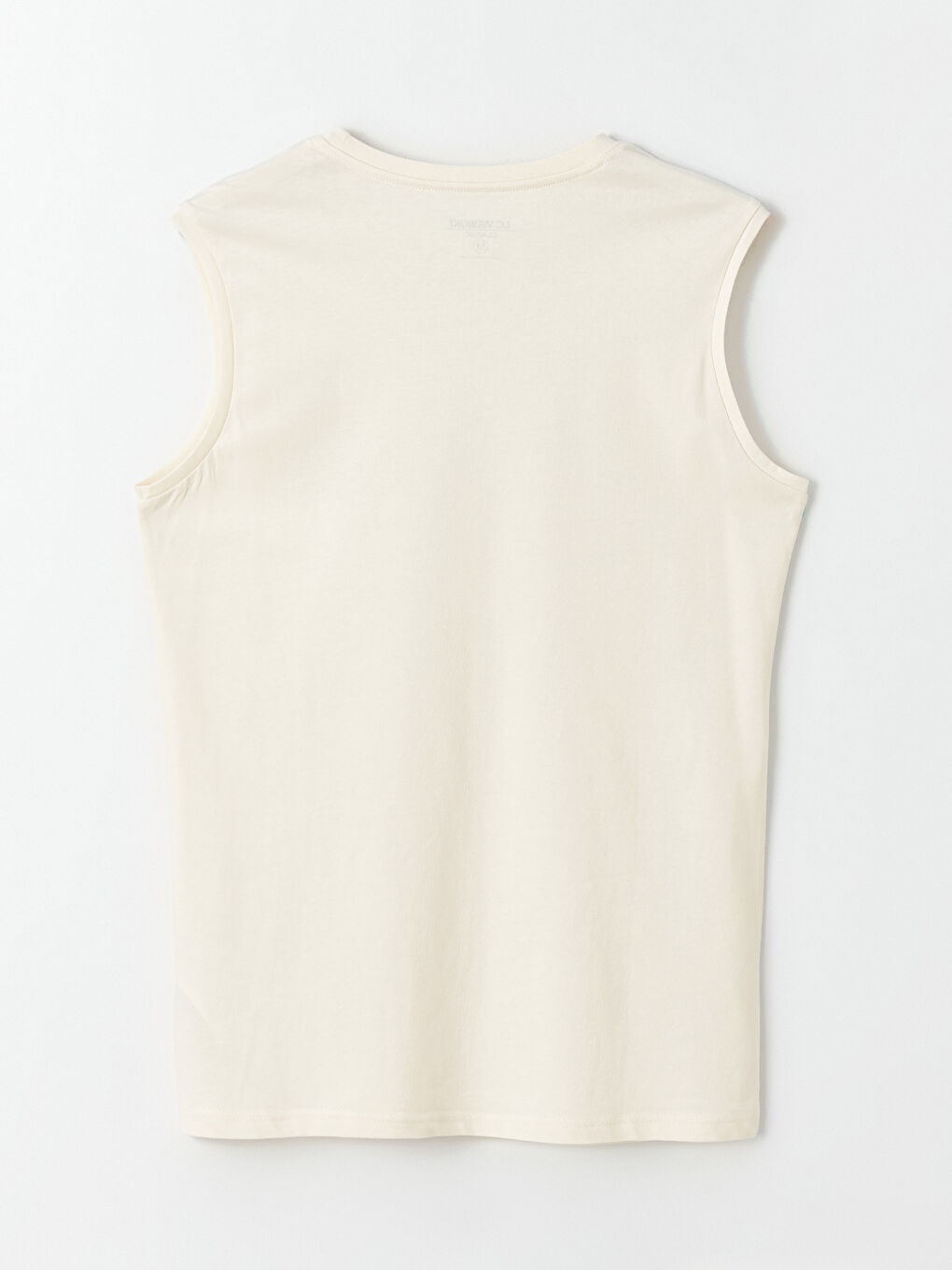 Ekru Bisiklet Yaka Baskılı Erkek Kolsuz Tişört-6