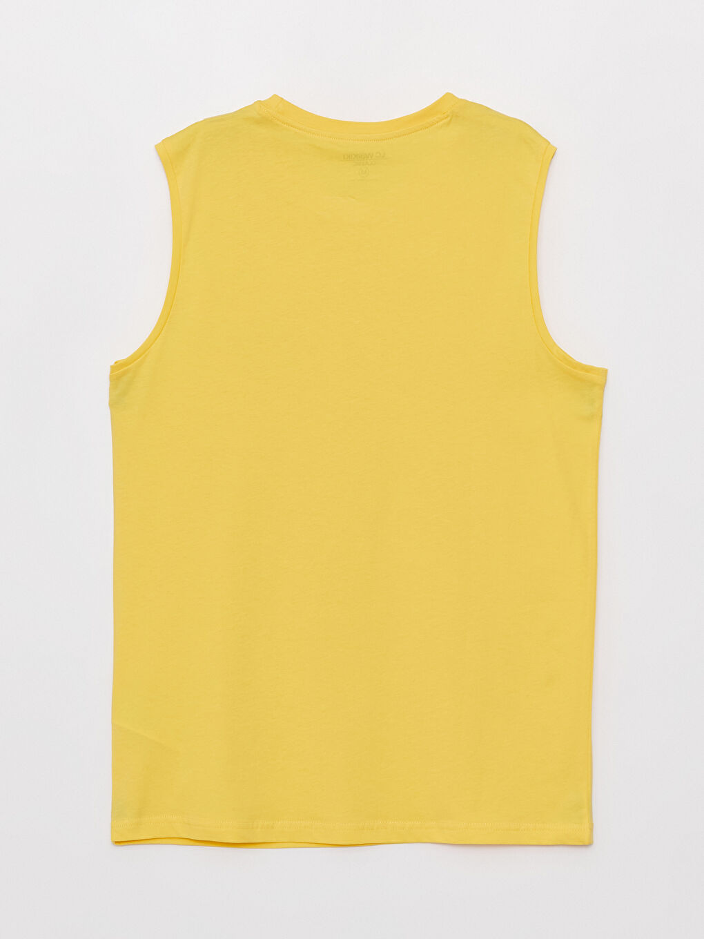 Sarı Bisiklet Yaka Baskılı Erkek Kolsuz Tişört-6