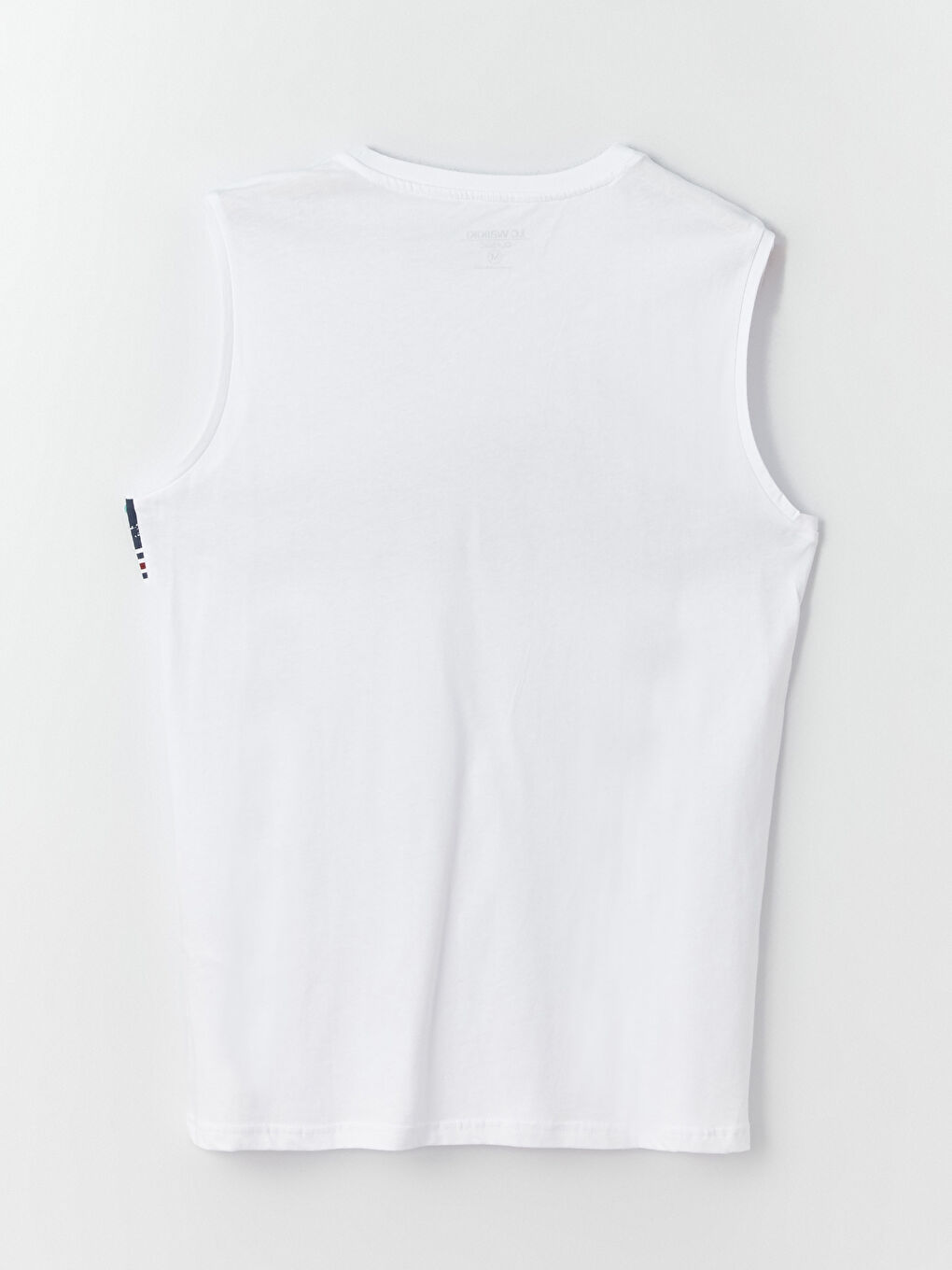 Beyaz Bisiklet Yaka Baskılı Penye Erkek Kolsuz Tişört-6