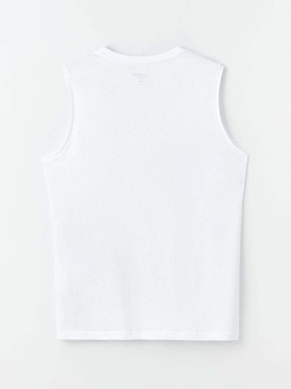 Beyaz Bisiklet Yaka Baskılı Penye Erkek Kolsuz Tişört-6