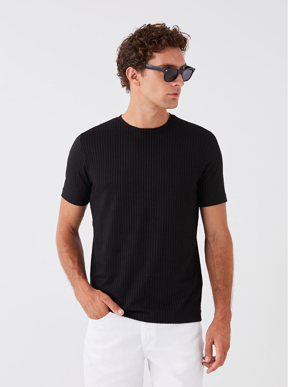 LCWAIKIKI Classic Crew Neck Short Sleeve Striped Jersey Men's T-Shirt -S3KR21Z8-CVL