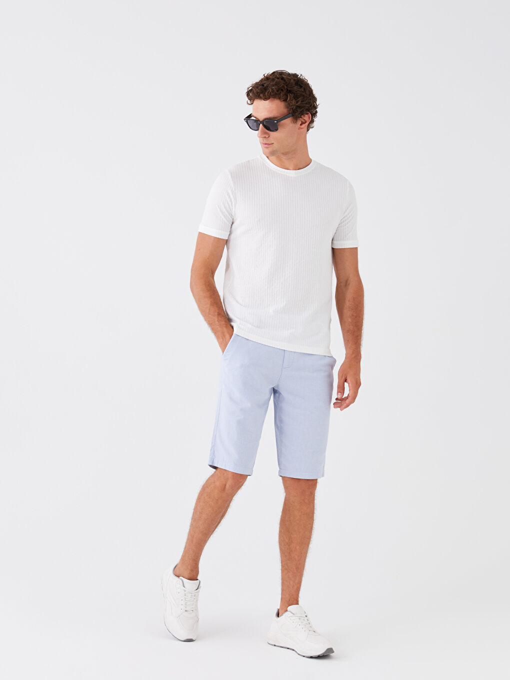 تي شيرت رجالي ياقة دائرية كم قصير مخطط جيرسي-2