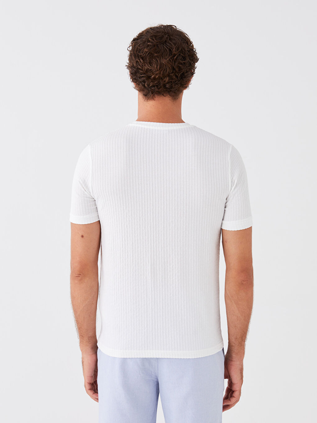 تي شيرت رجالي ياقة دائرية كم قصير مخطط جيرسي-4