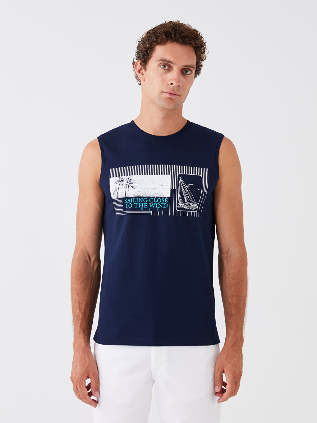 Crew Neck Printed Men's Sleeveless T-Shirt