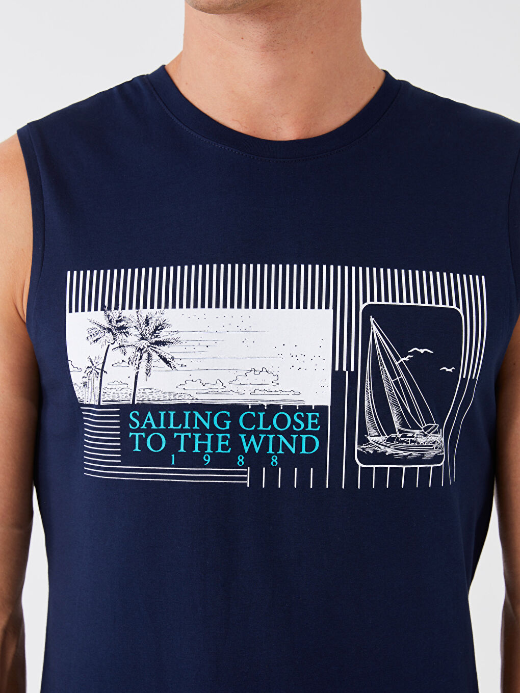 Crew Neck Printed Men's Sleeveless T-Shirt-3