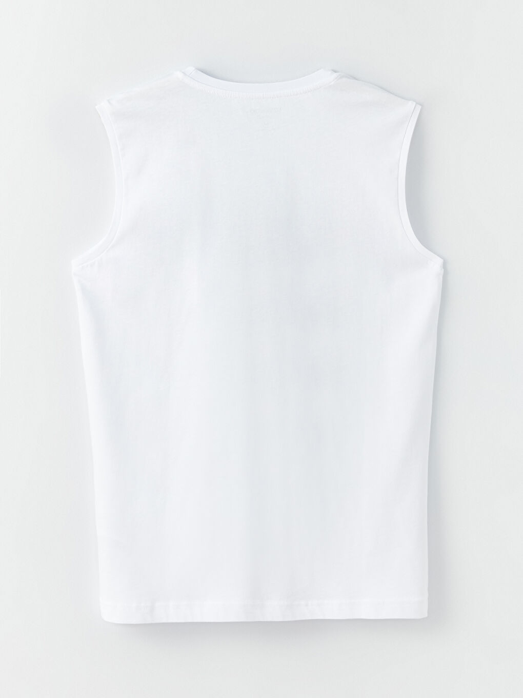 Beyaz Bisiklet Yaka Baskılı Erkek Kolsuz Tişört-6