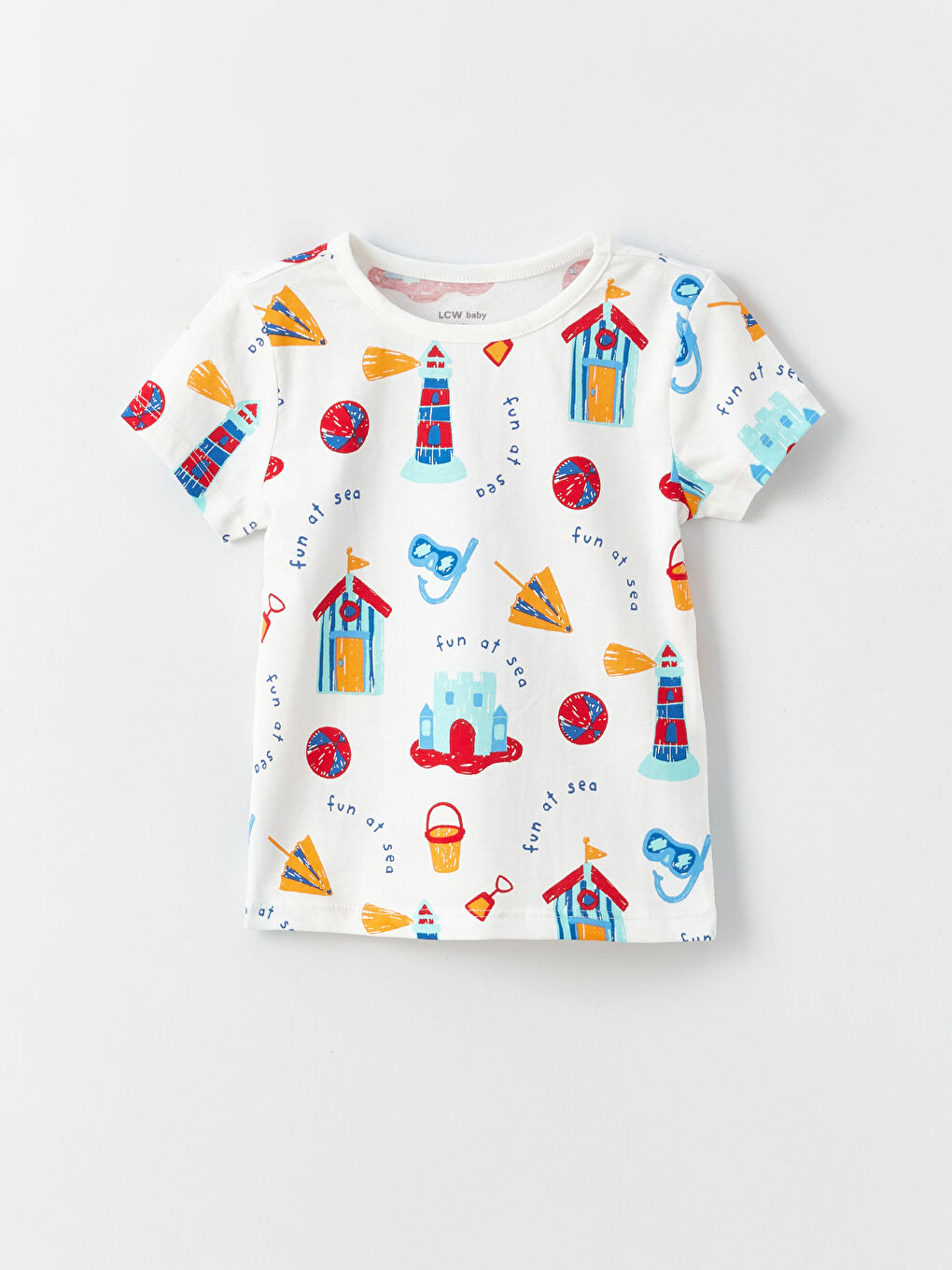 Ekru Baskılı Erkek Bebek Şortlu Pijama Takımı-1