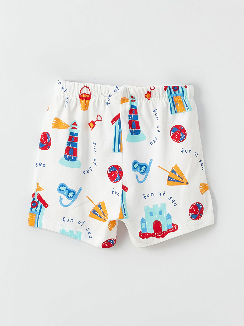 Ekru Baskılı Erkek Bebek Şortlu Pijama Takımı-2