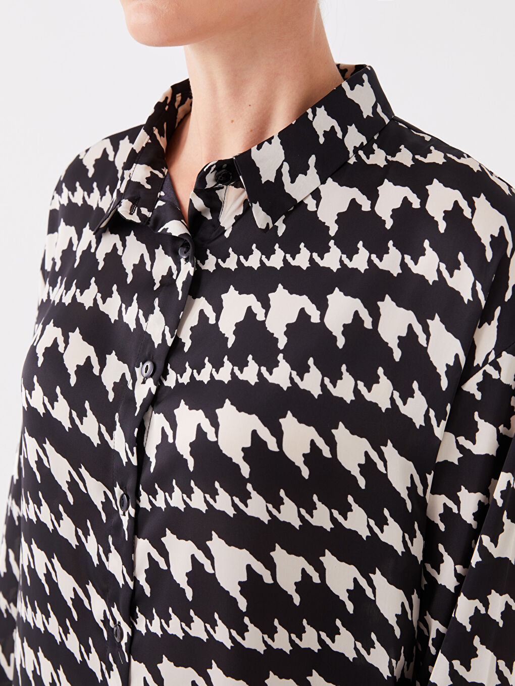 Printed Long Sleeve Oversize Women's Shirt Tunic-3