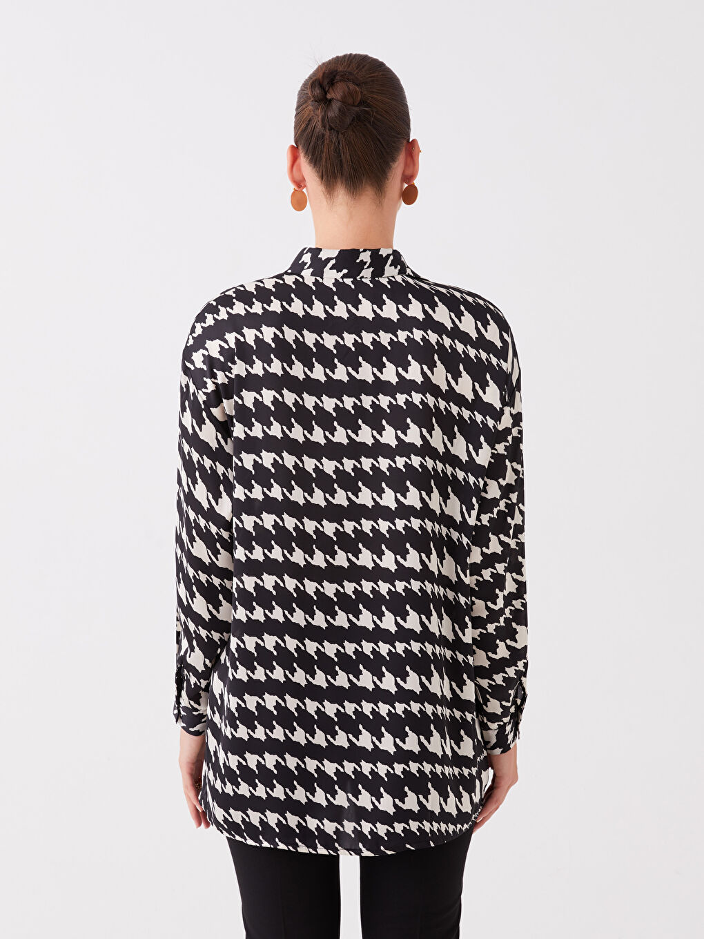 Printed Long Sleeve Oversize Women's Shirt Tunic-4