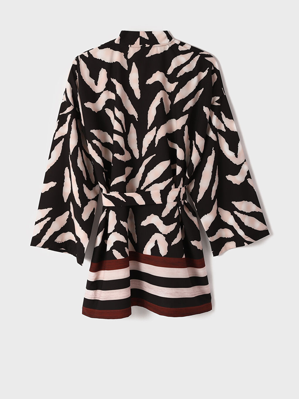 كيمونو نسائي بياقة شال منقوش بأكمام طويلة-1