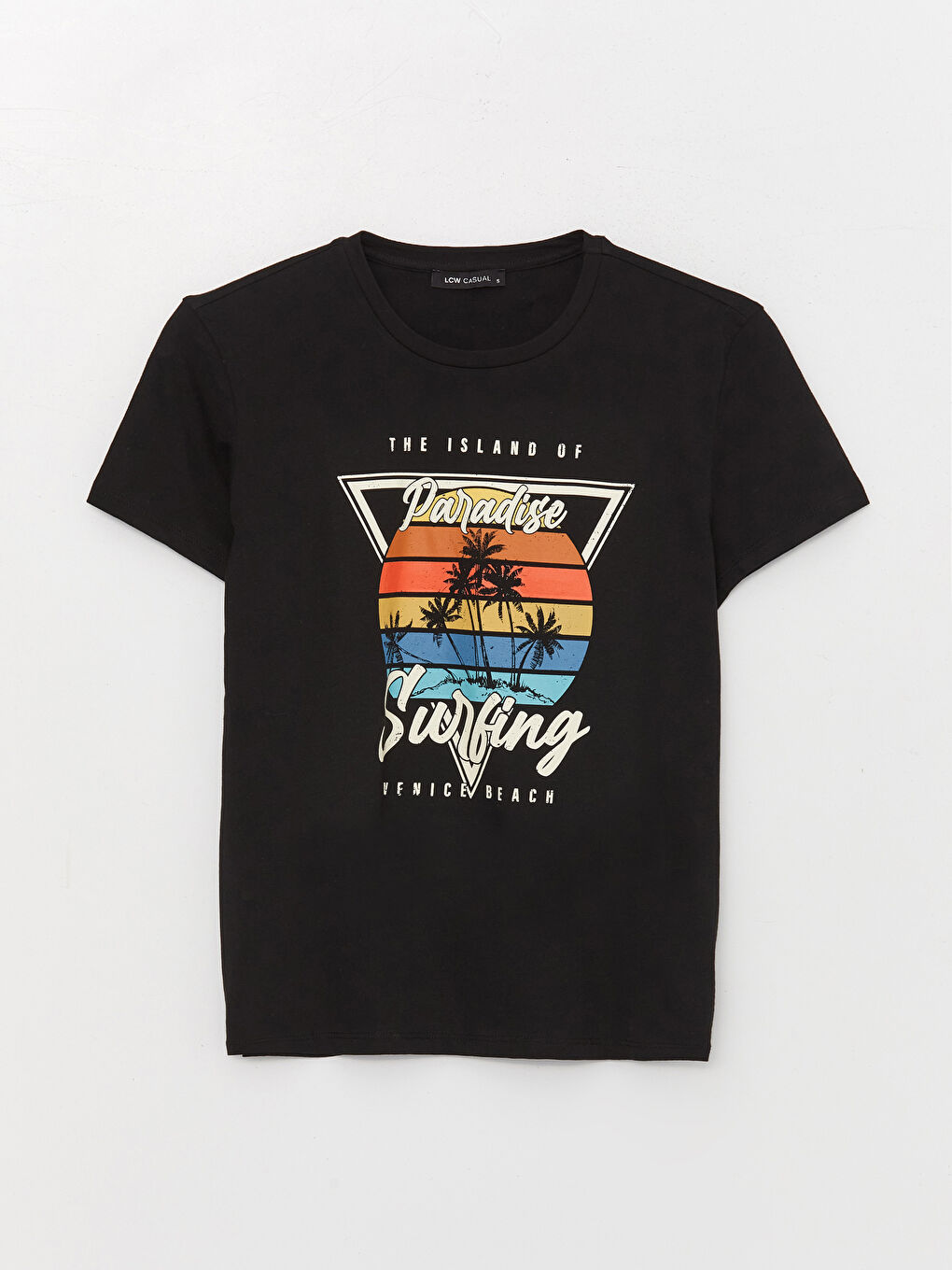 Siyah Bisiklet Yaka Baskılı Kısa Kollu Oversize Kadın Tişört-5