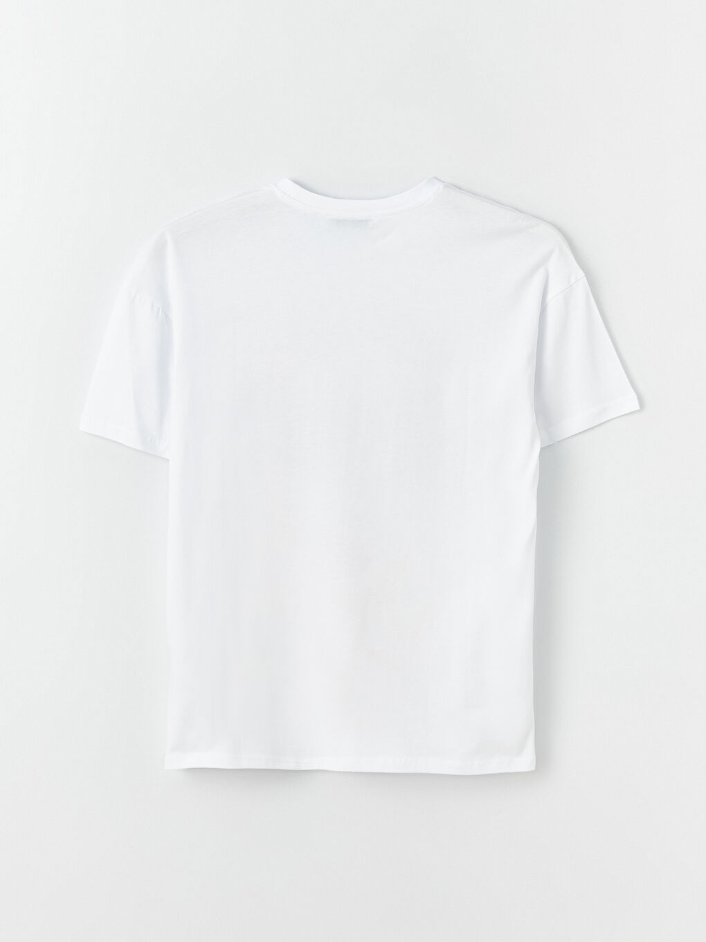 Beyaz Bisiklet Yaka Baskılı Kısa Kollu Kadın Tişört-6