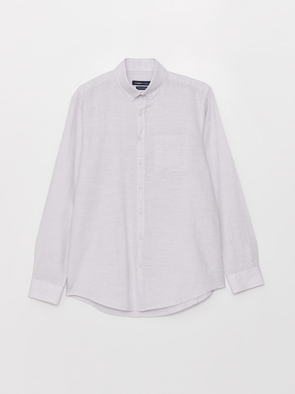 Lila Regular Fit Uzun Kollu Keten Karışımlı Erkek Gömlek-5