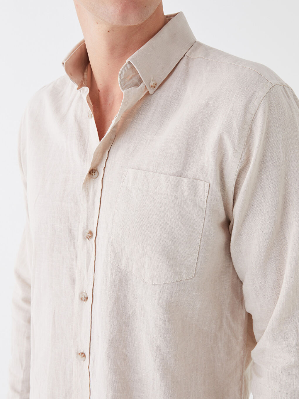 Cămașă Regular Fit cu Mânecă Lungă din Amestec de In pentru Bărbați-3