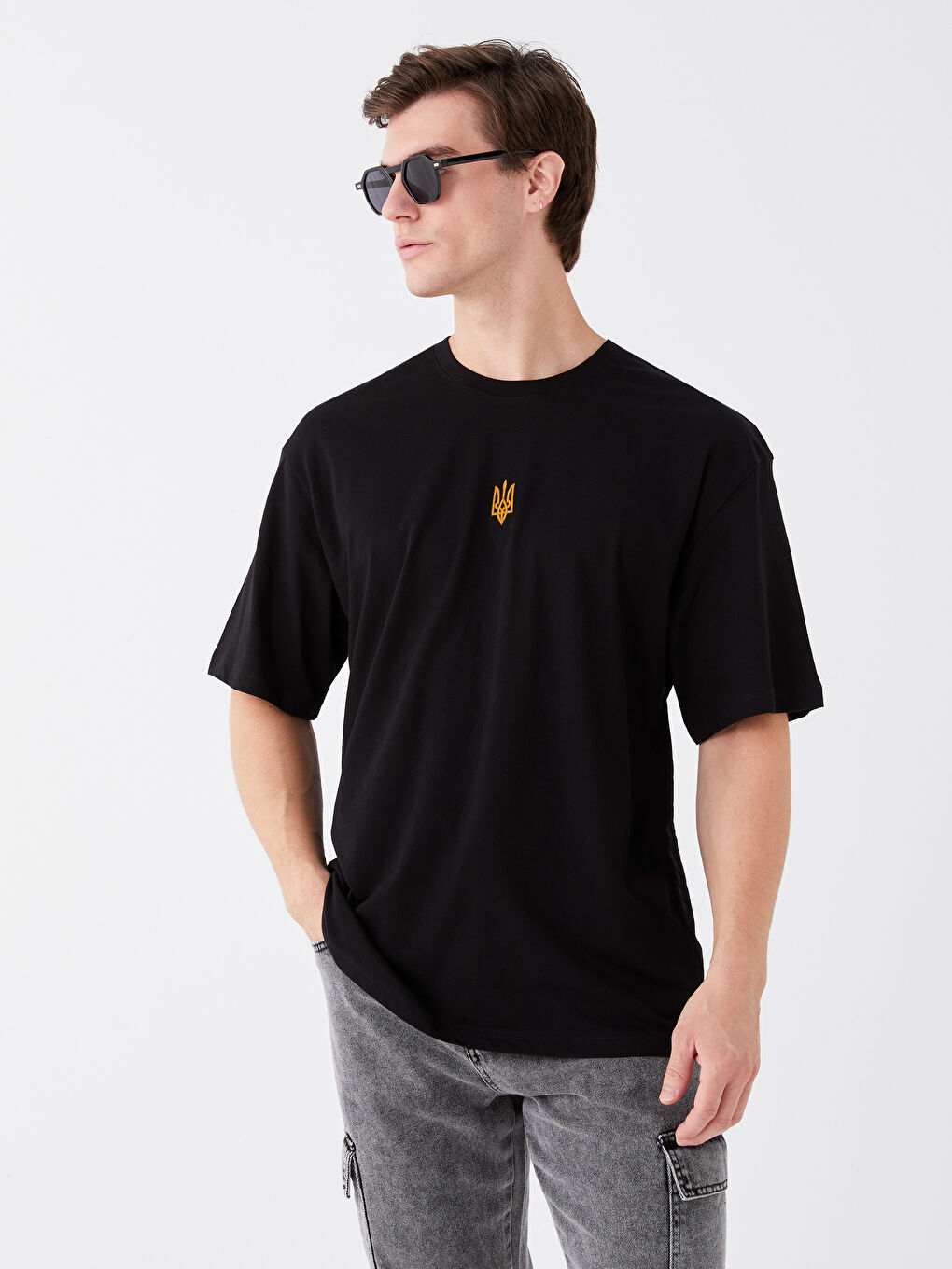 Crew Neck Short Sleeve Embroidered Men's T-Shirt -S3KS14Z8-CVL
