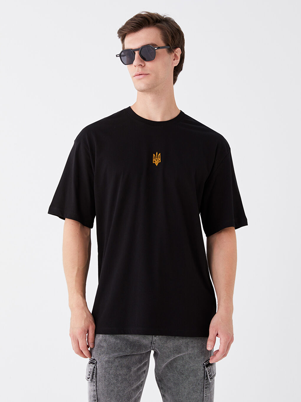 Crew Neck Short Sleeve Embroidered Men's T-Shirt -S3KS14Z8-CVL